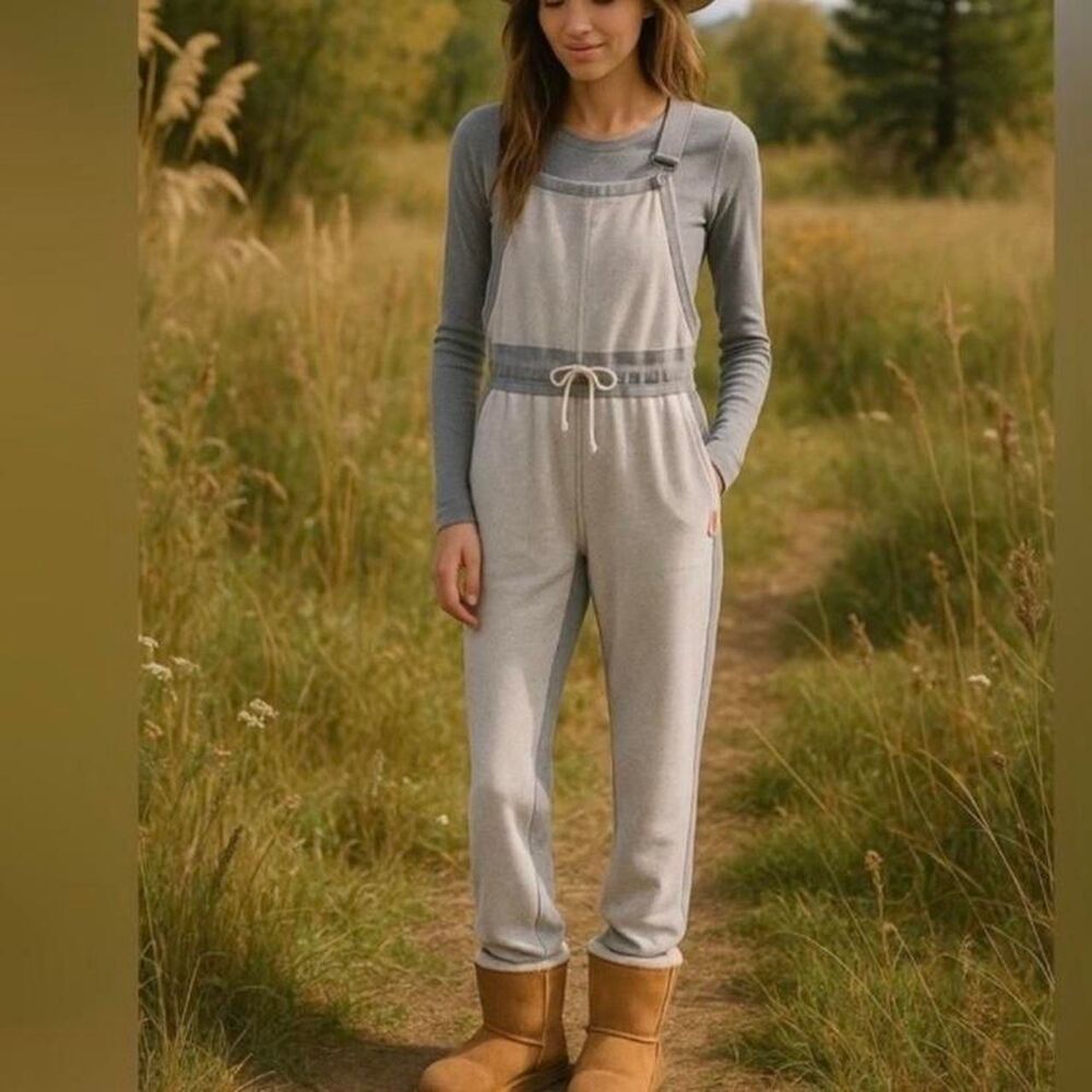 NWT Free People Movement Making It Overalls Grey Combo Color